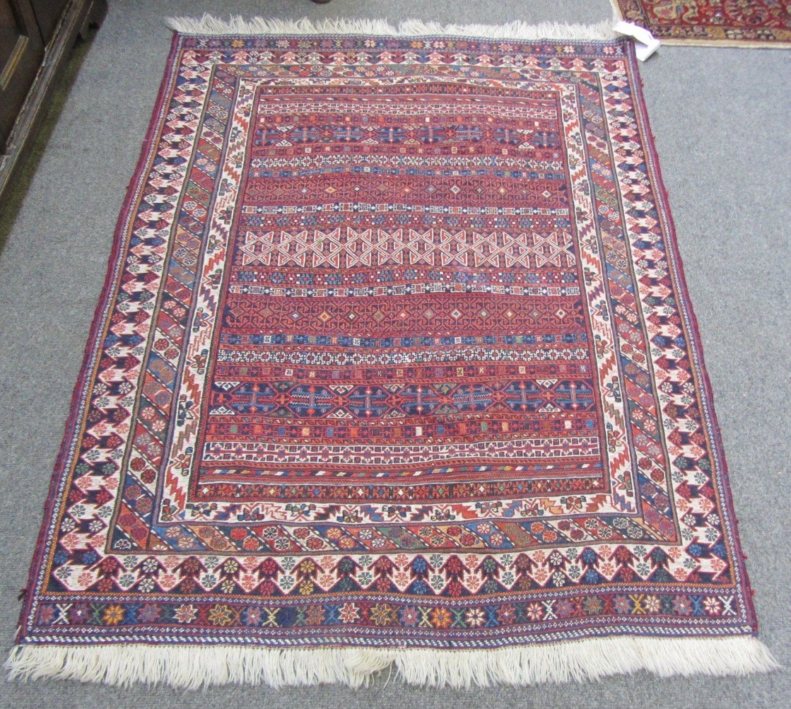 Appraisal: A fine Soumac rug Caucasian the banded field with various