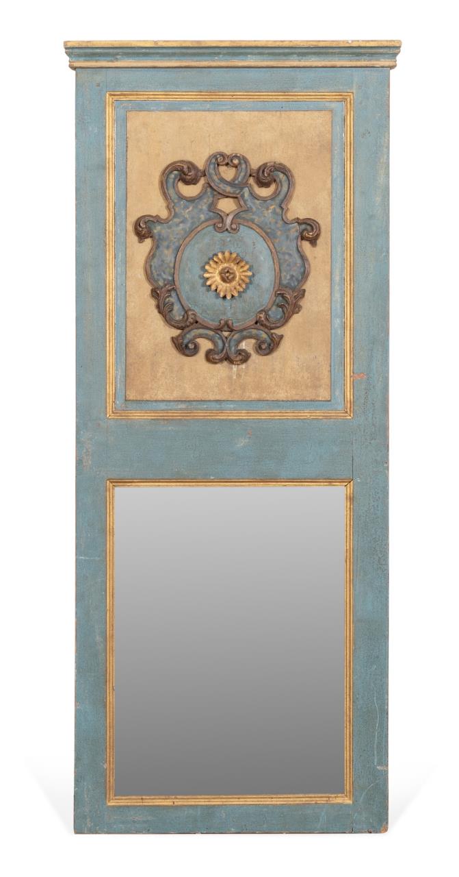 Appraisal: ITALIAN NEOCLASSICAL STYLE TRUMEAU MIRROR Italian Neoclassical style carved wood