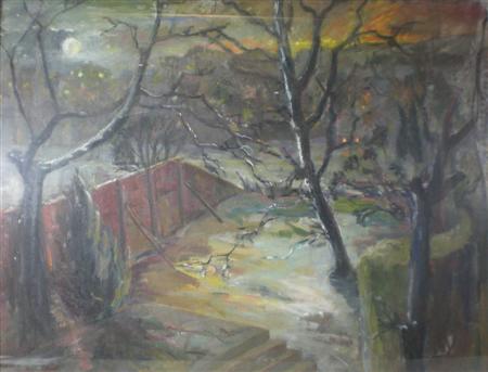 Appraisal: CAROLINE KININMONTH R S A SCOTTISH CONTEMPORARY FROSTY MOON Signed