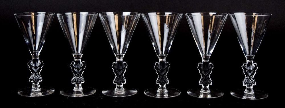 Appraisal: Lalique Strasbourg Sherry Glasses Laliwue French crystal Strasbourg sherry glasses