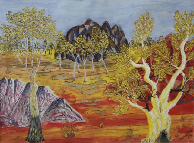 Appraisal: Henri Bastin - Central Australian Landscape gouache signed and dated