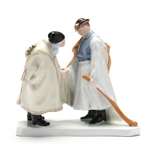 Appraisal: HEREND NATURAL PORCELAIN FIGURINE - s modeled as two men