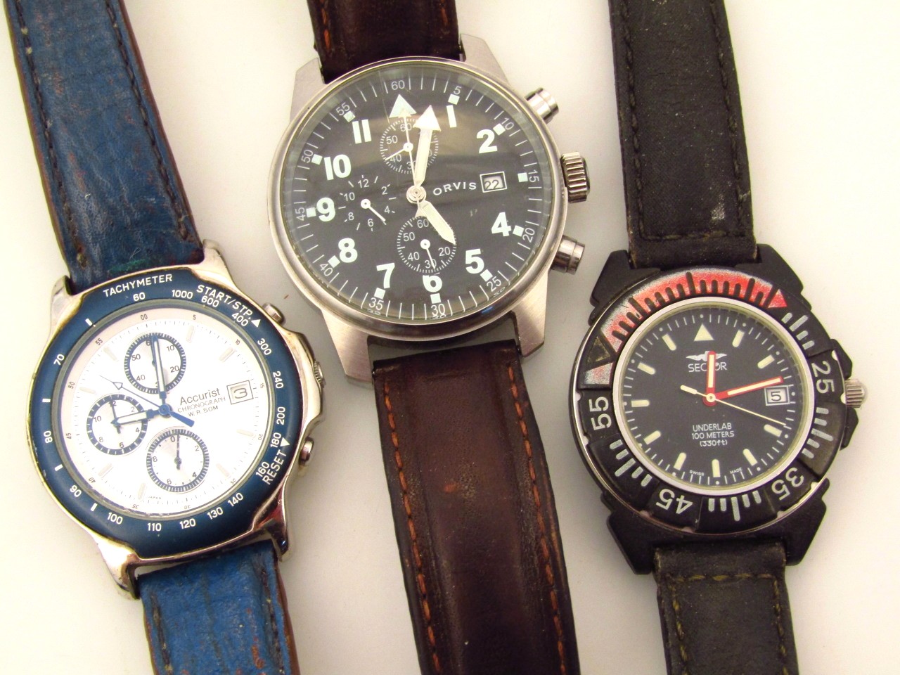 Appraisal: Three various gentleman's wristwatches comprising a Sector with a cm