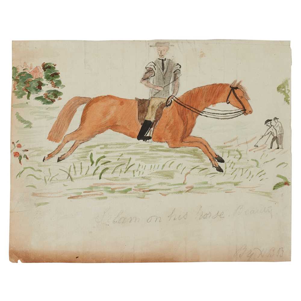 Appraisal: HANNAH BARLOW - IRLAM ON HIS HORSE BEAUTY watercolour initialled