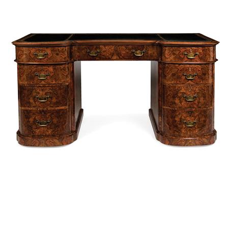 Appraisal: Victorian Burl Wood Pedestal Desk Estimate -