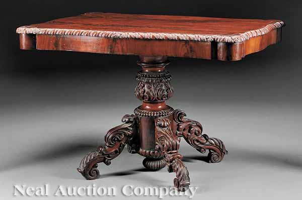 Appraisal: An Irish Late Regency Carved Mahogany Center Table mid- th