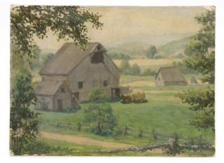 Appraisal: Henry Rood Jr Barn in Spring Oil on Board Henry