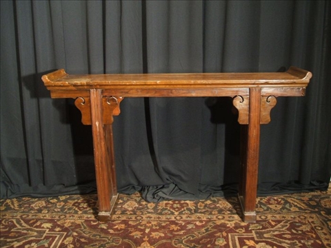 Appraisal: CHINESE SOFT WOOD WINE TABLE Mid th century with stylized