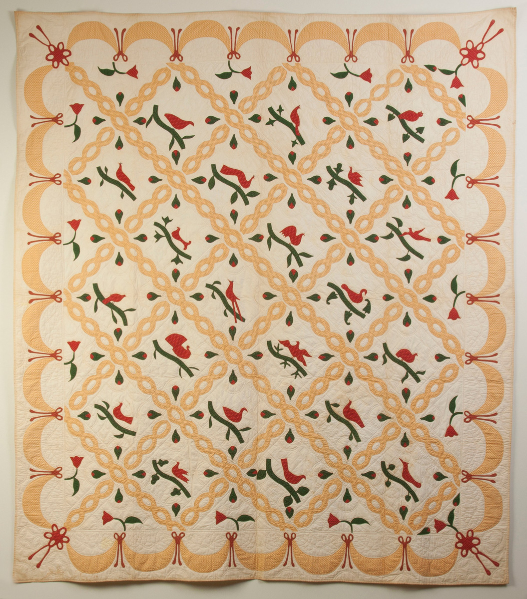 Appraisal: Quilt with Various Bird Motif Swag Borders th cent