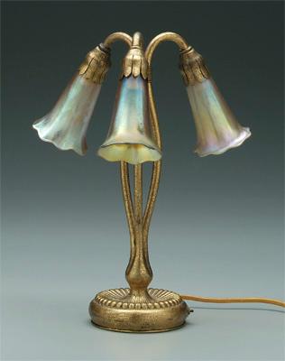 Appraisal: Tiffany lily desk lamp gilt bronze base marked quot Tiffany