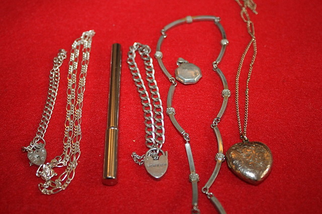 Appraisal: A SMALL COLLECTION OF MISCELLANEOUS SILVER including two silver bracelets