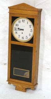 Appraisal: INGRAHAM Oak Wall Clock Simple Mission Style Cas INGRAHAM Oak