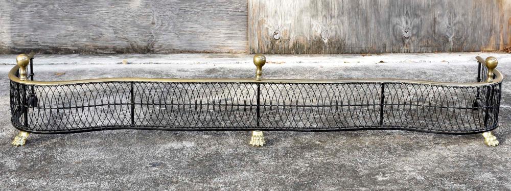 Appraisal: GEORGIAN WIREWORK AND BRASS FIRE FENDER th Century Of serpentine