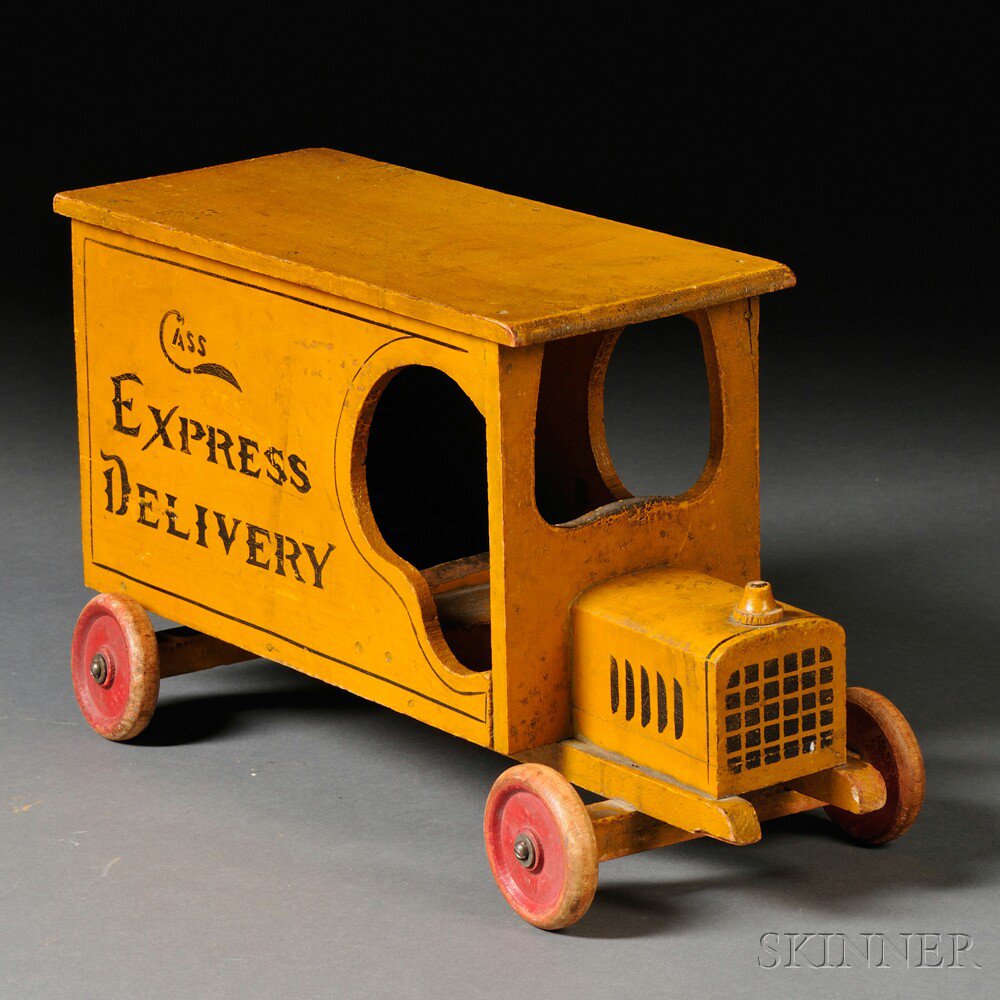 Appraisal: Painted Wooden Cass Express Delivery Van Push-toy America early th