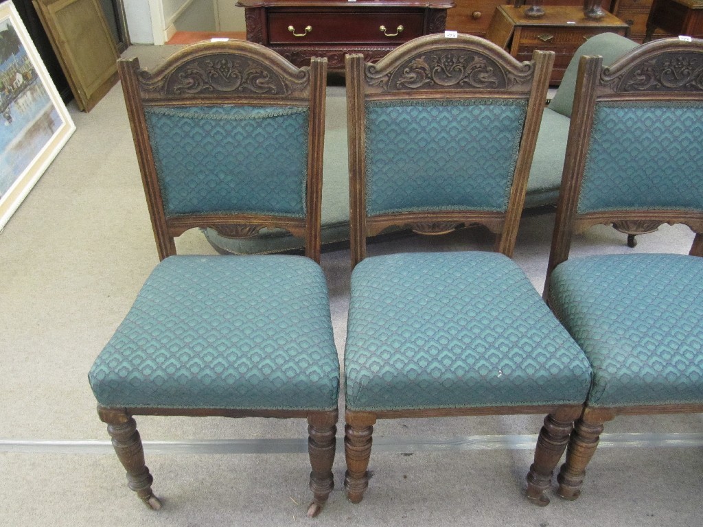 Appraisal: Set of six Victorian oak dining chairs