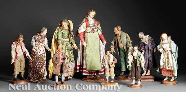 Appraisal: A Group of Ten Antique Continental Cr che Figures th