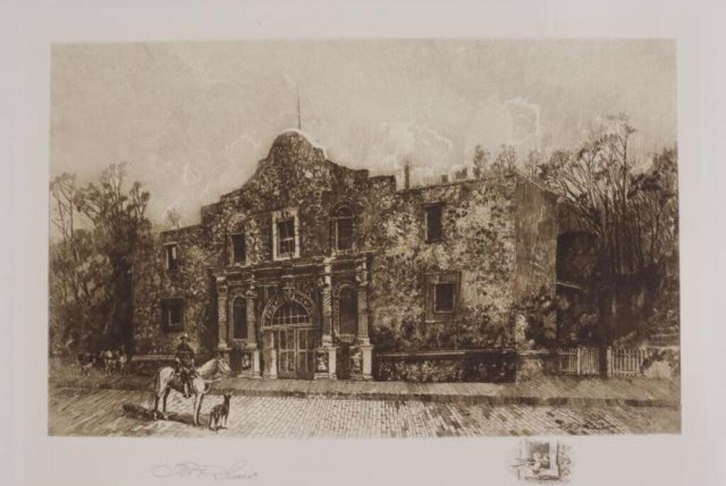 Appraisal: Unframed etching on paper The Alamo signed lower left Robert