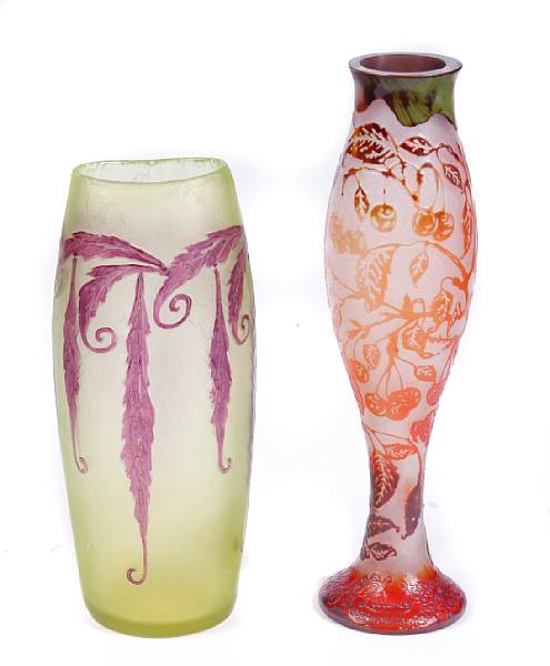 Appraisal: Two French cameo glass vases s comprising a Legras vase