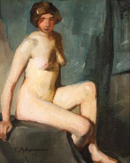 Appraisal: FEMALE NUDE PAINTING SIGNED DATED KARL GATERMANN German - Seated