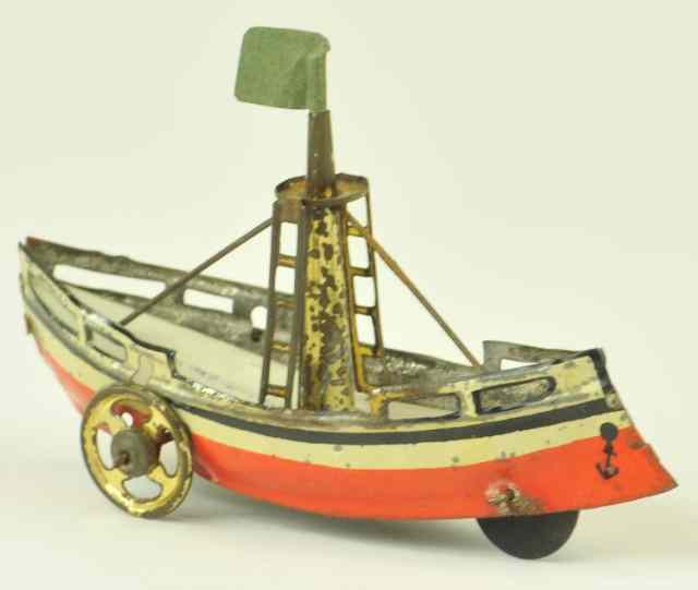 Appraisal: FISHCER LAUNCH PENNY TOY Germany very early example railed deck