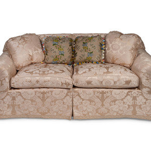 Appraisal: A Pair of Contemporary Damask Upholstered Settees Height x length