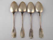 Appraisal: Irish silver A set of four fiddle pattern teaspoons James