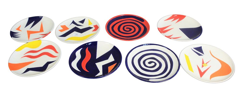 Appraisal: Group of Eight Teddy Millington-Drake Earthenware Plates made by Franca