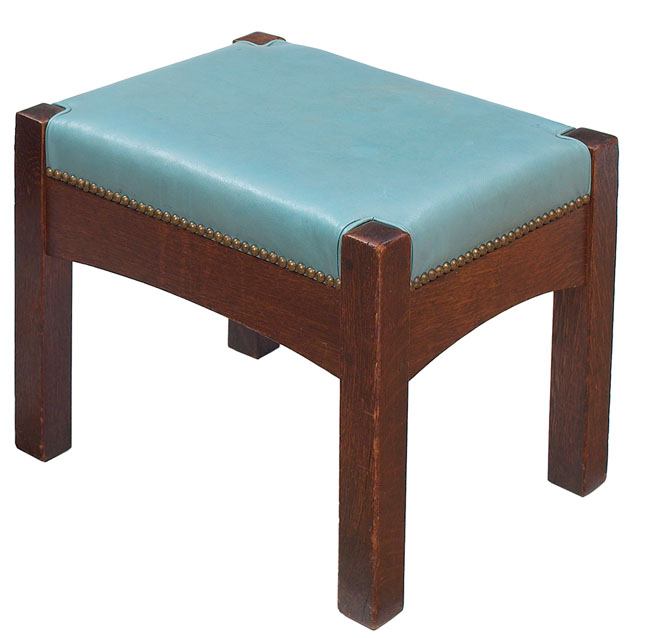 Appraisal: L amp JG Stickley footstool recovered seat over arched side