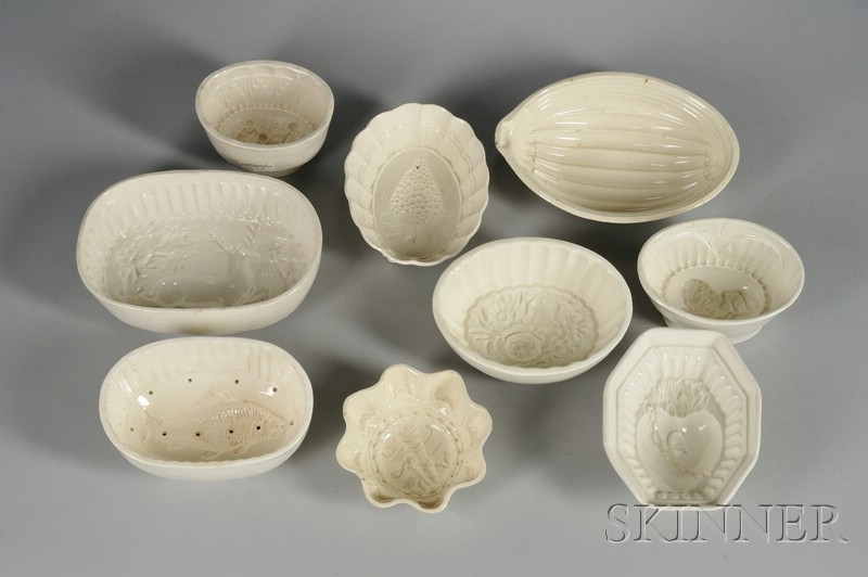 Appraisal: Nine Creamware Culinary Molds England late th early th century