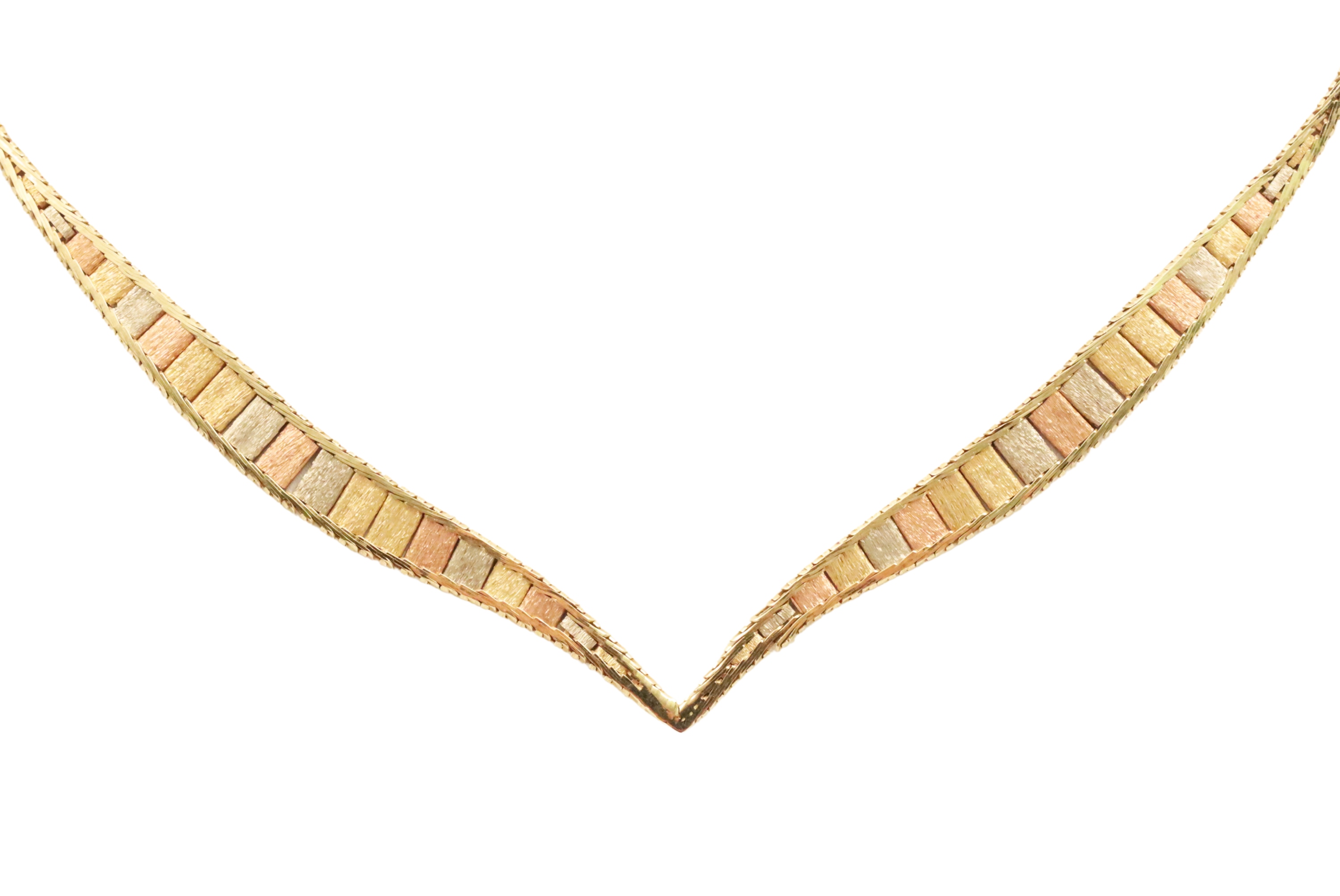 Appraisal: K multi-gold v formed choker grams total weight All Jewelry