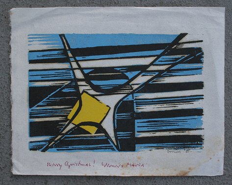 Appraisal: DREWES Werner American - Abstract Design Xmas Card Wood Cut