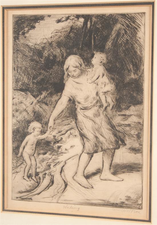 Appraisal: William Wolfson American - Wading etching signed in pencil Wm