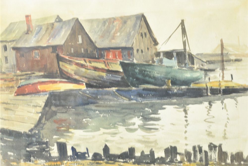 Appraisal: William Lester Stevens American - Boatyard watercolor on paper signed