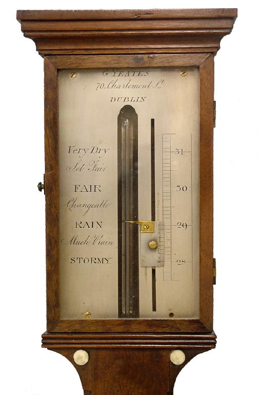 Appraisal: Irish mahogany stick barometer the silvered scale signed G Yeates