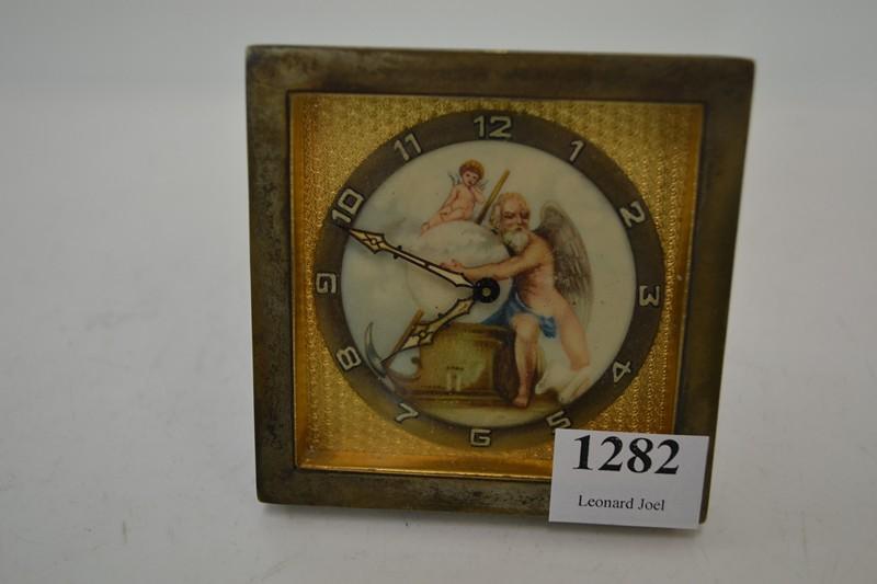 Appraisal: S FRENCH GILT BRONZE AND ENAMEL CLOCK