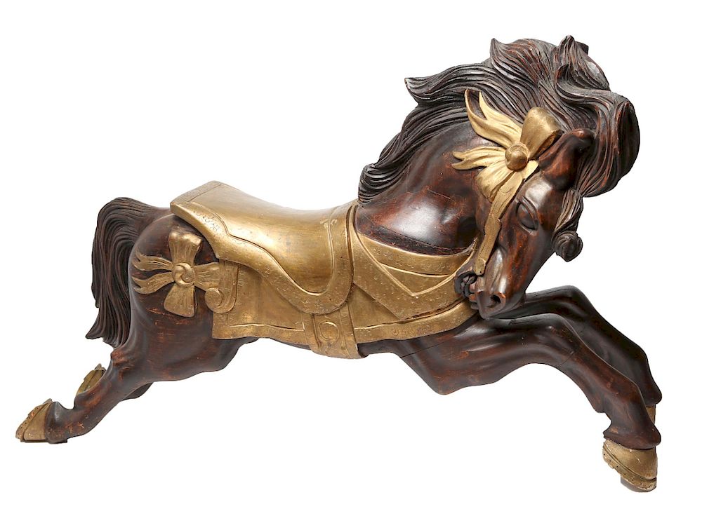 Appraisal: Dentzel Manner Gilded Wood Carousel Horse Figure Carved and gilded