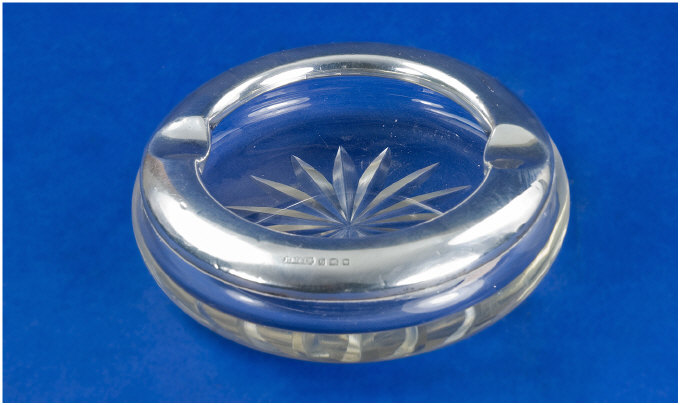 Appraisal: Silver Topped Glass Ash Tray hallmark Sheffield