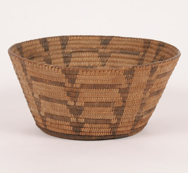 Appraisal: Pima Indian woven coil basket with precisely aligned geometric pattern