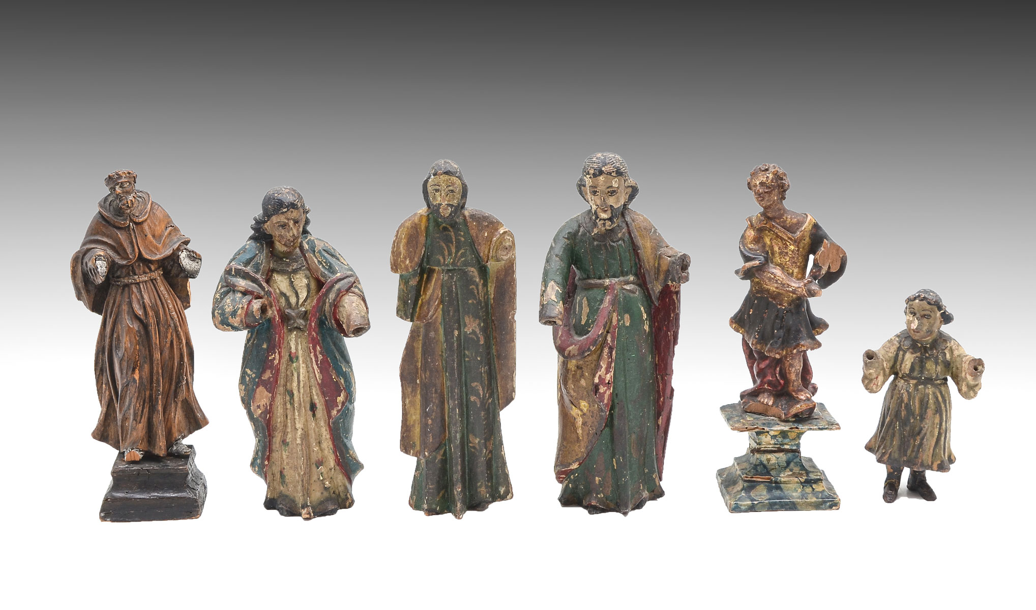 Appraisal: EARLY CONTINENTAL CARVED CHRIST RELIGIOUS FIGURES Comprising - polychrome carved