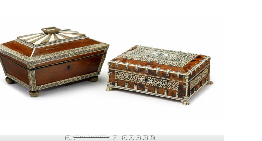 Appraisal: Two Indian ivory mounted work boxesComprising a sandalwood work box