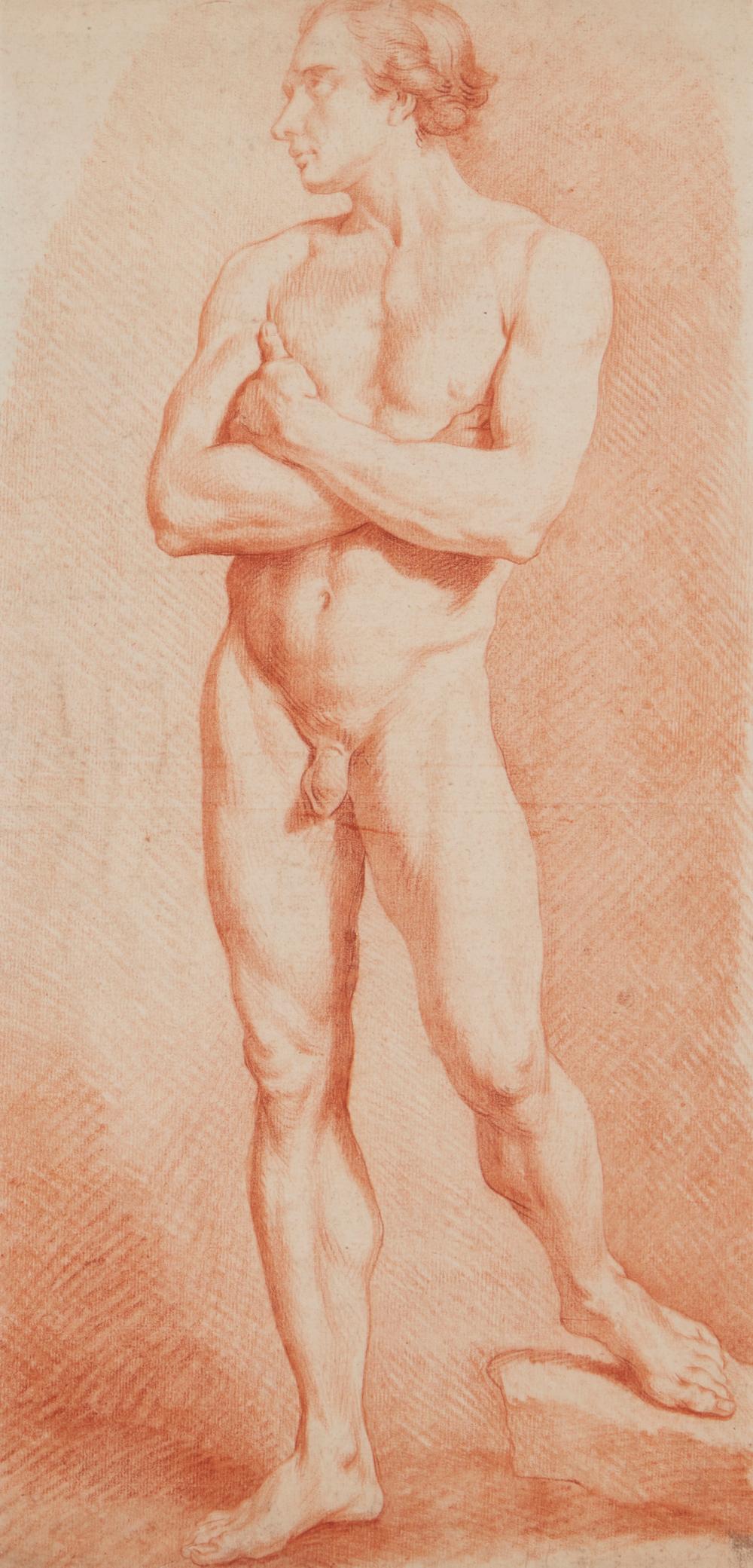 Appraisal: th Century Continental School Standing male nude Red chalk on