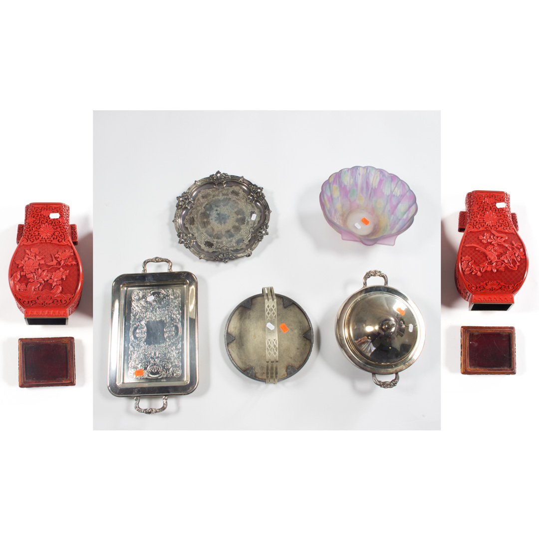 Appraisal: Assorted items including silver plate art glass and pair of