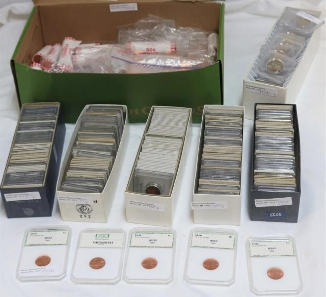 Appraisal: COLLECTION OF MODERN COINS TO INCLUDE THOUSANDSOF NEW PENNIES -