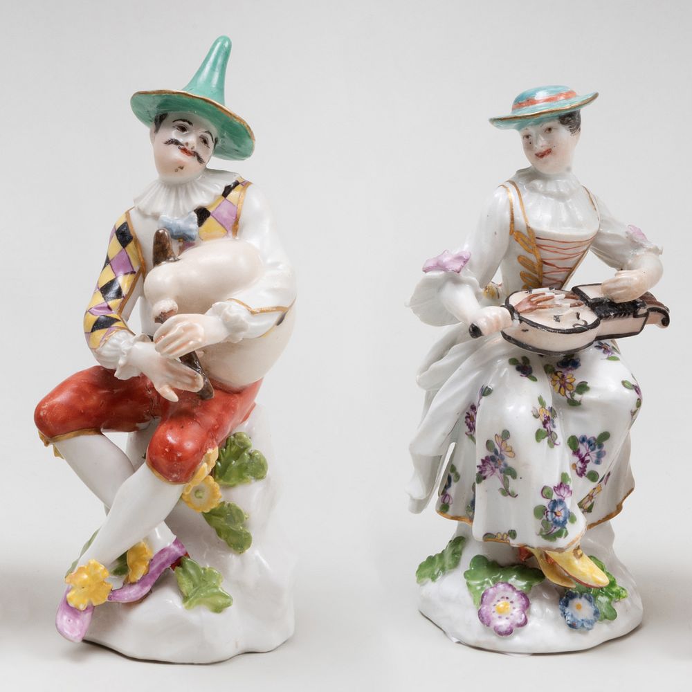 Appraisal: Assembled Pair of Meissen Porcelain Figures of Harlequin and Columbine