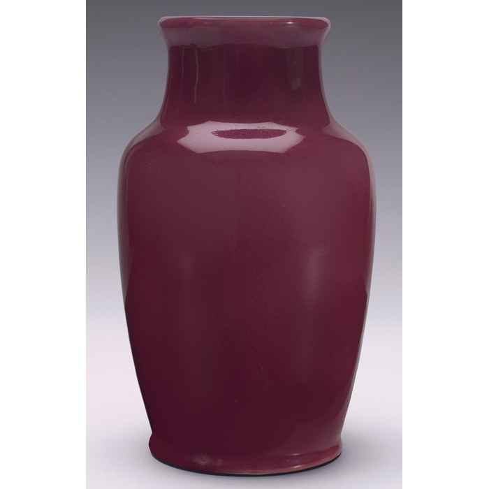 Appraisal: California Faience vase shouldered shape covered in a red matt