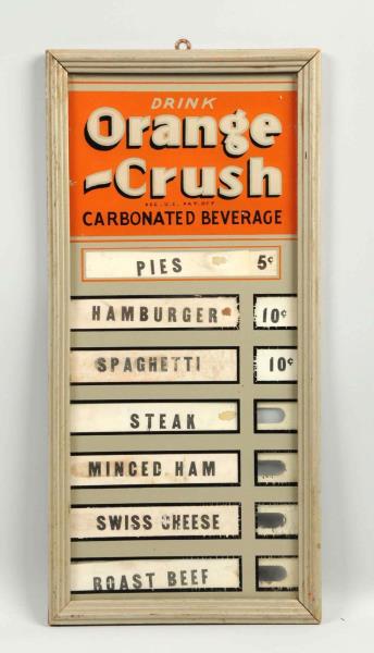 Appraisal: A Orange Crush Glass Menu Board This menu board has