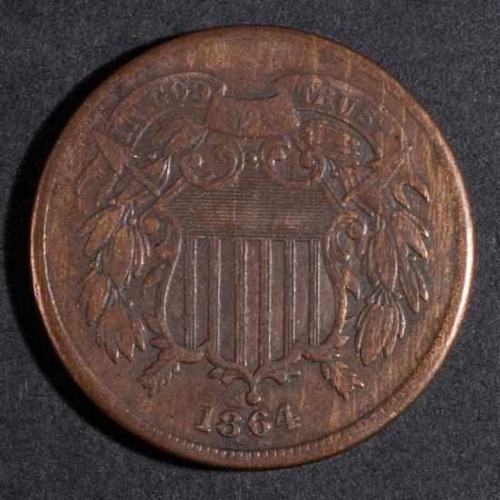 Appraisal: Eight United States bronze two-cent pieces - comprising large motto