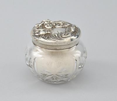 Appraisal: An Antique Powder Box with Sterling Silver Lid With the