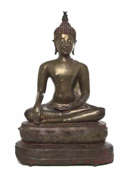 Appraisal: A Southeast Asian Bronze Seated Figure of a Buddha the