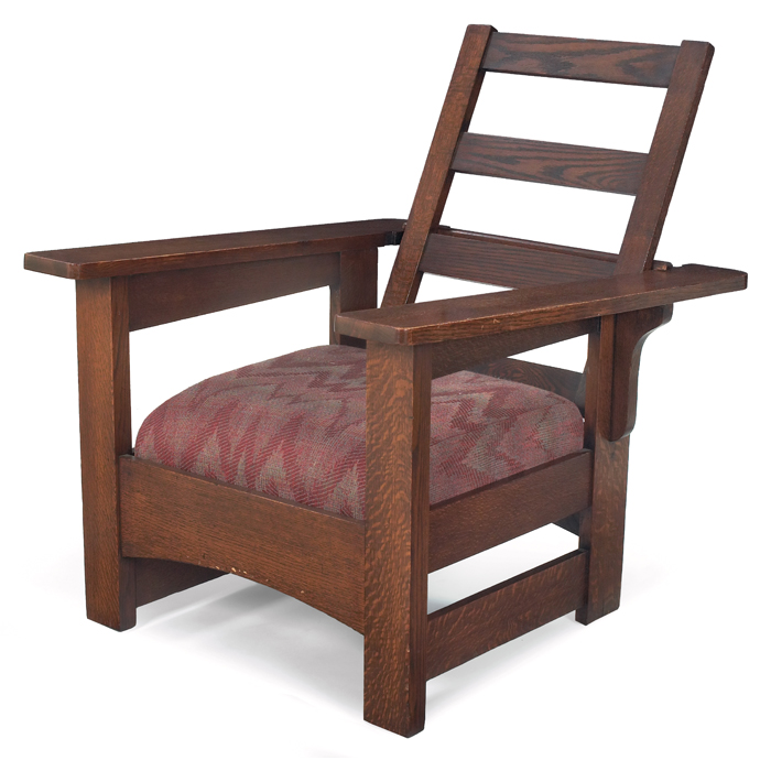 Appraisal: Limbert Morris chair attribution flat-arm form with an arched seat